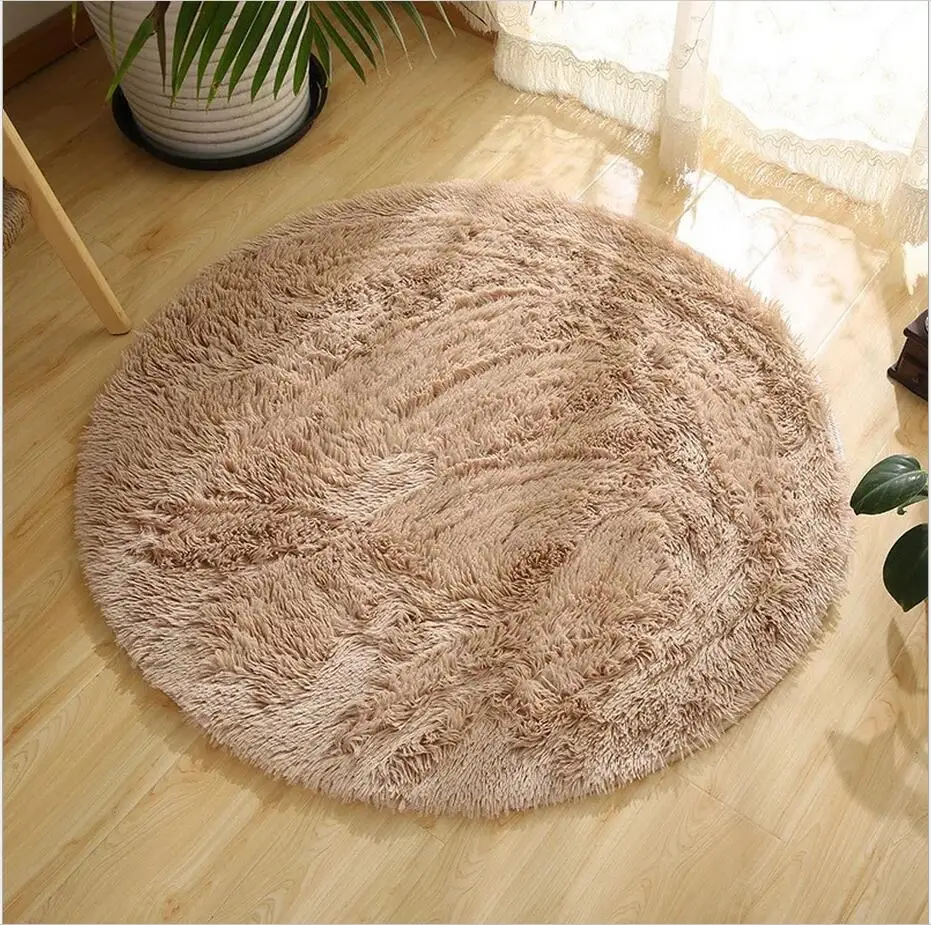 

Free Shipping Anti-slip Multi Colors 80 - 160cm 3.5cm Thicken Big Round Floor Carpets For Living Room Bathroom Circle Mat Rug