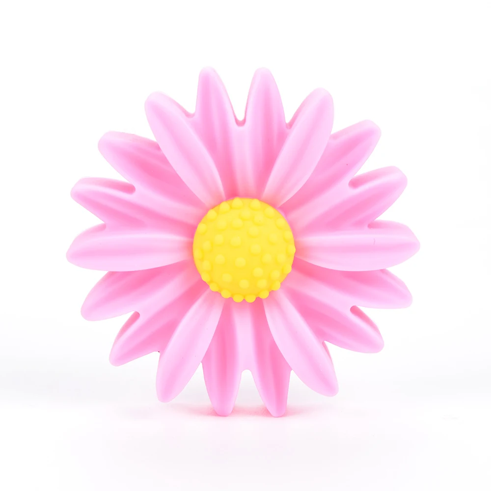 LOFCA 3cs/лот Siliocne ромашка пустышка зажим Цветок Силиконовые бусы для прорезывания зубов пустышка держатель Детские аксессуары инструменты разные цвета - Цвет: pink