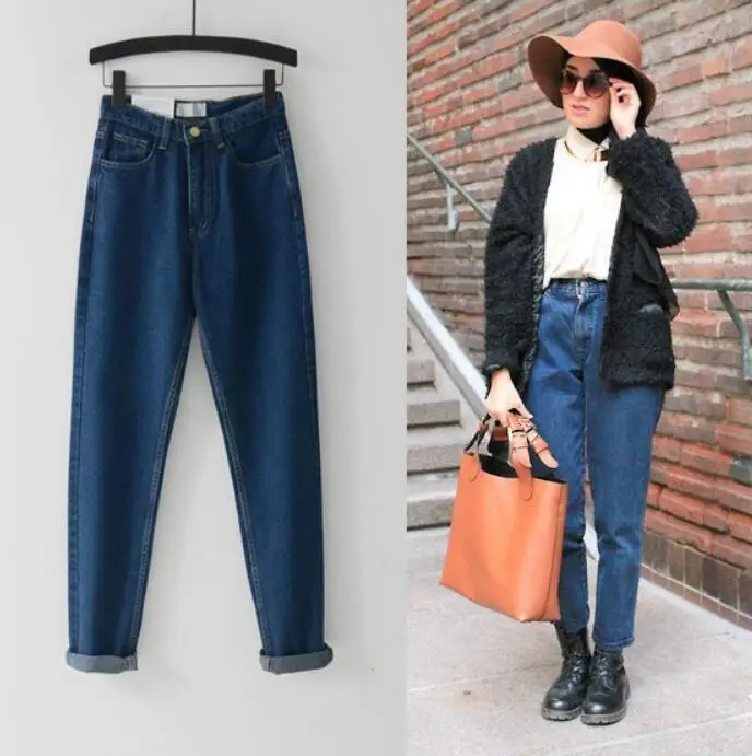 Джинсы для мамы cintura alta, винтажные брюки с высокой талией, Джинсы бойфренда, джинсовые брюки, женские хлопковые повседневные синие джинсы-карандаш, большие размеры