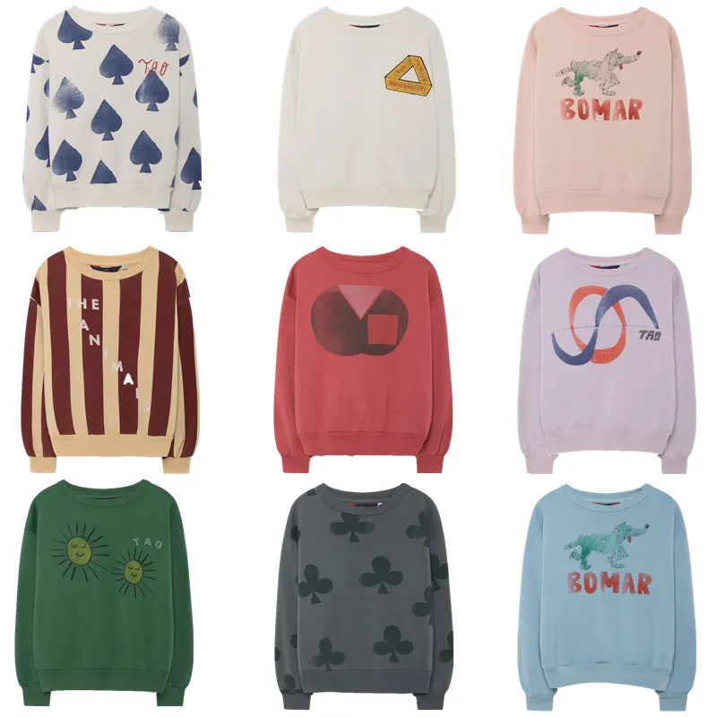 

2019 Spring Autumn Baby Boy Clothes Kids TAO Brand Poker Sun Stripes Bear Sweatshirt Girls Tops Children T-shirt 1-10Y