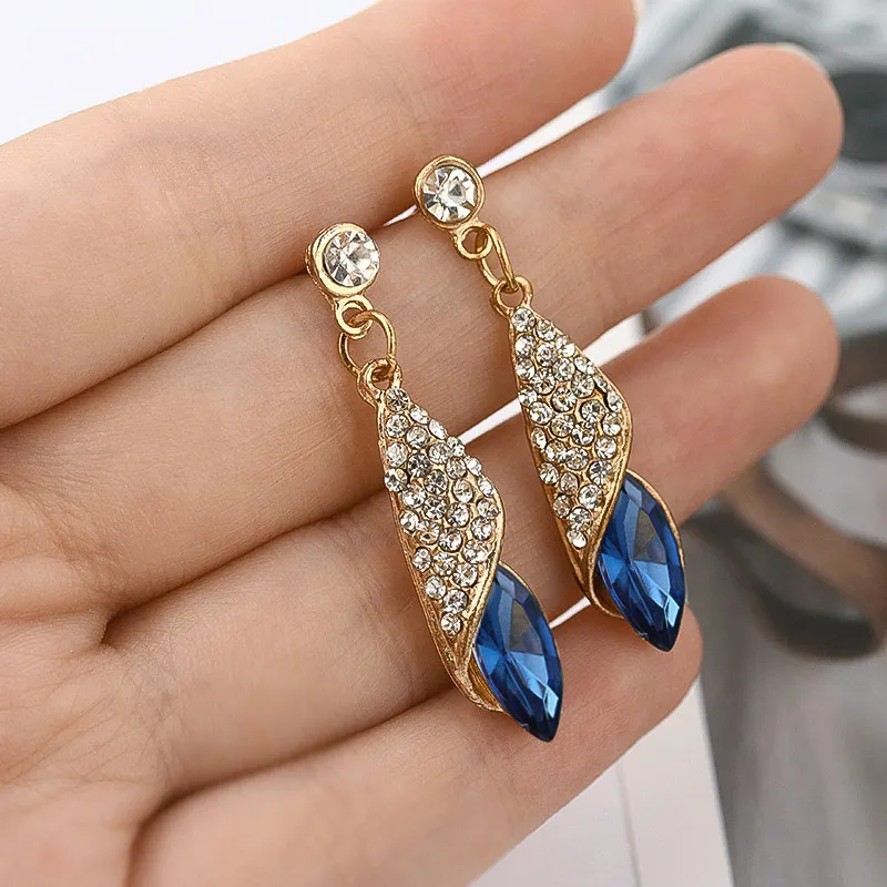 POXAM Korean Statement Crystal Drop Earrings For Women 2019 Fashion Jewelry Geometric Multiple Color AAA Zircon Women's Earring