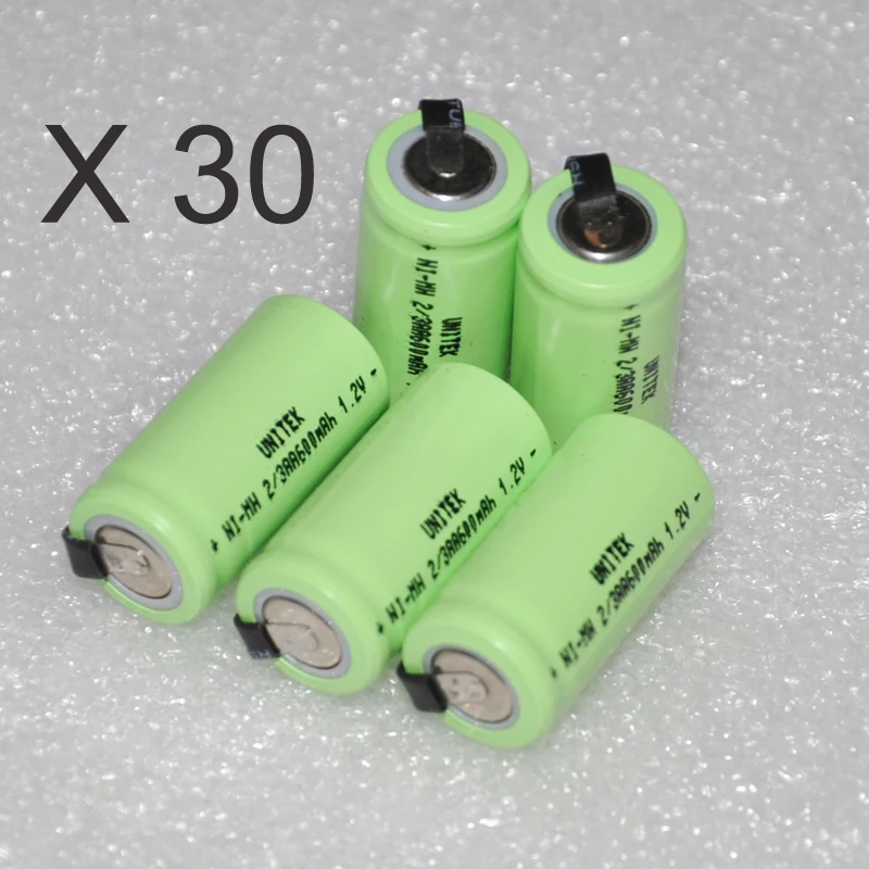 30 pcs 2 3aa 600 mah 1 2 v bateria recarreg vel de 2 3 aa ni mh nimh