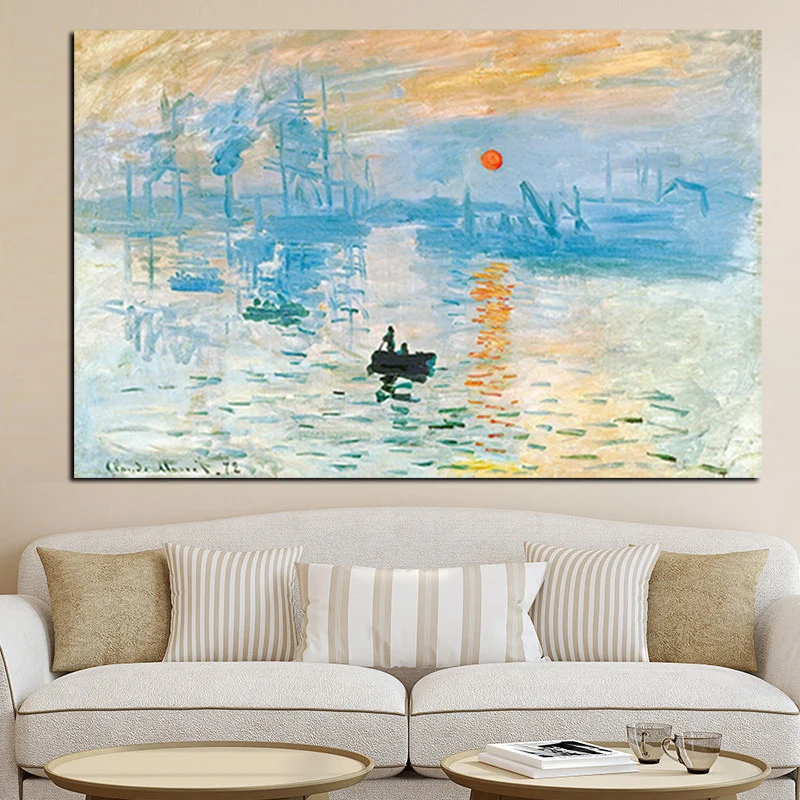 HD Print Claude Monet Impression Sunrise Landscape Oil Painting on Canvas Art Wall Picture Canvas Poster for Living Room Cuadros (2)