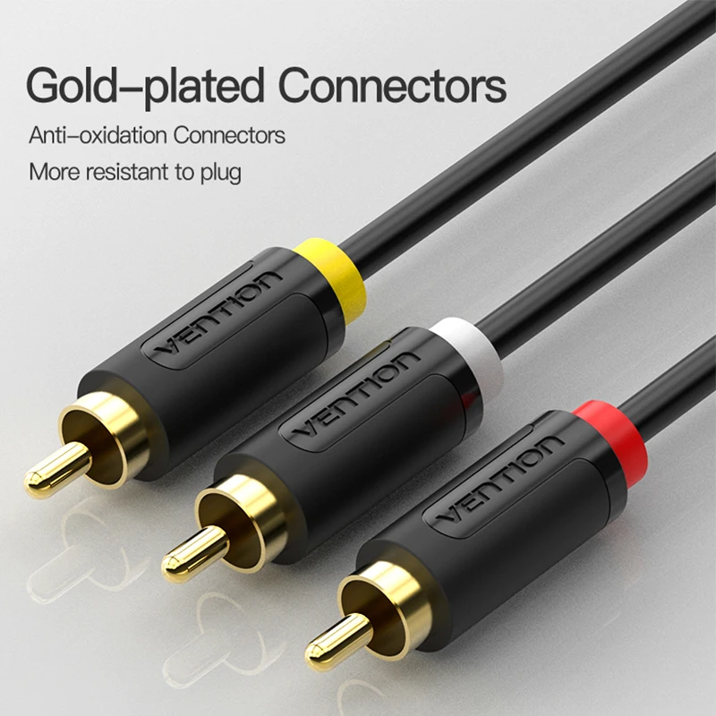 Аудиокабель Vention 3RCA позолоченный av кабель Папа папа аудиокабель RCA для STB DVD TV VCD
