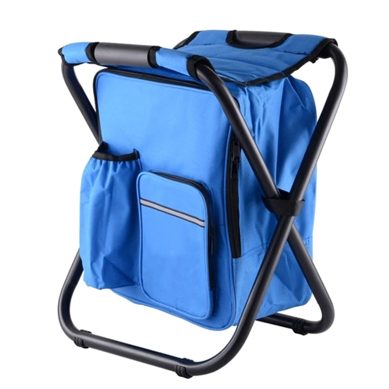 

Outdoor Portable Multifunctional Foldable Cooler Bag Chair Backpack Fishing Stool Chair Outdoors Practical Tools