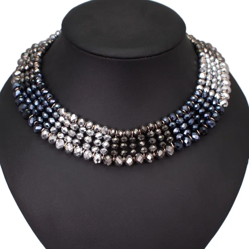 MANILAI, роскошное ожерелье с кристаллами, разноцветное, макси воротник, массивные Чокеры для женщин, эффектное ожерелье, модные ювелирные изделия, ожерелье из бисера - Окраска металла: Grey Colour