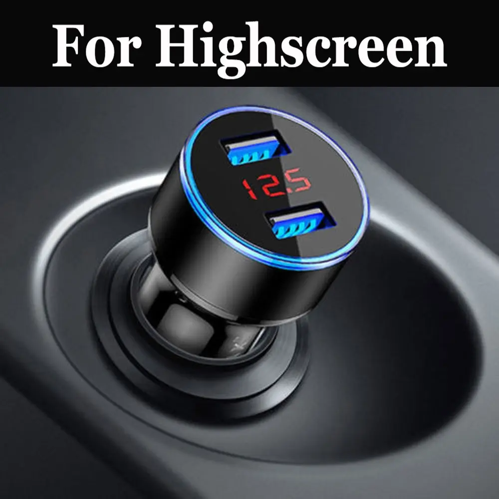 Автомобильное зарядное устройство USB со светодиодным дисплеем для Highscreen Power Ice Evo