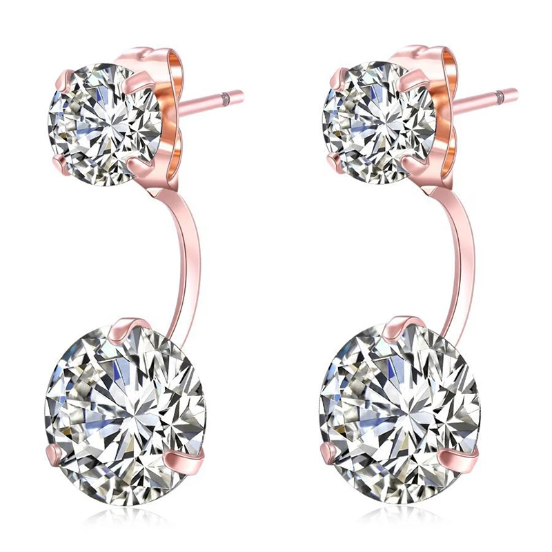 1 Pairs Copper Material Telephone Shape Stud Earrings Setting Round Shape Cubic Zirconia Gold Color Push Back Earrings For Women Stud Earrings Aliexpress