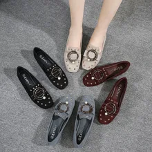 Мокасины; женские эспадрильи с металлическим кольцом и жемчужной пряжкой; женские балетки на плоской подошве; удобные лоферы на мягкой подошве; большие размеры 43; женская обувь на плоской подошве