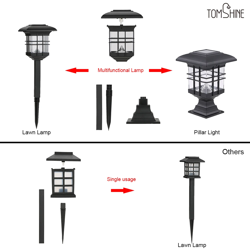 Tomshine 2 предмета Солнечный светодиодный шланг для полива огорода, двора, пал световой столб 2-в-1, газонные лампы для открытого ландшафта, Автоматическое включение/выключение лампы Водонепроницаемый