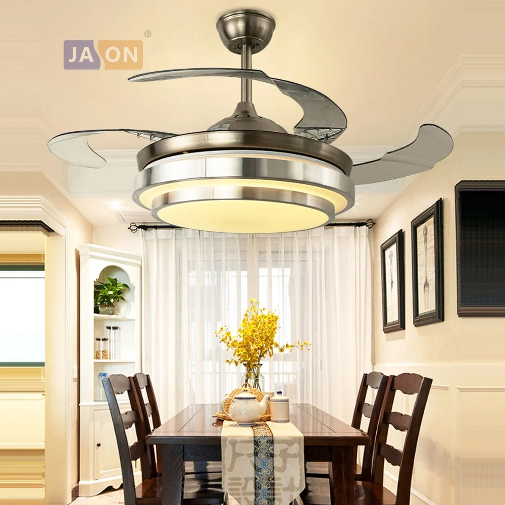 Led Modern Steel Alloy Acryl Abs Ceiling Fan Led Lamp Led Light