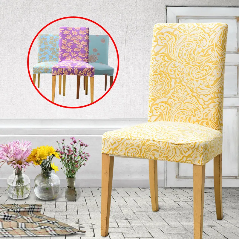 

1Pcs New Fashion Printing Antifouling Chair Cover Dining office Conjoined elastic Chair Covers Chair Protector Slipcover Decor
