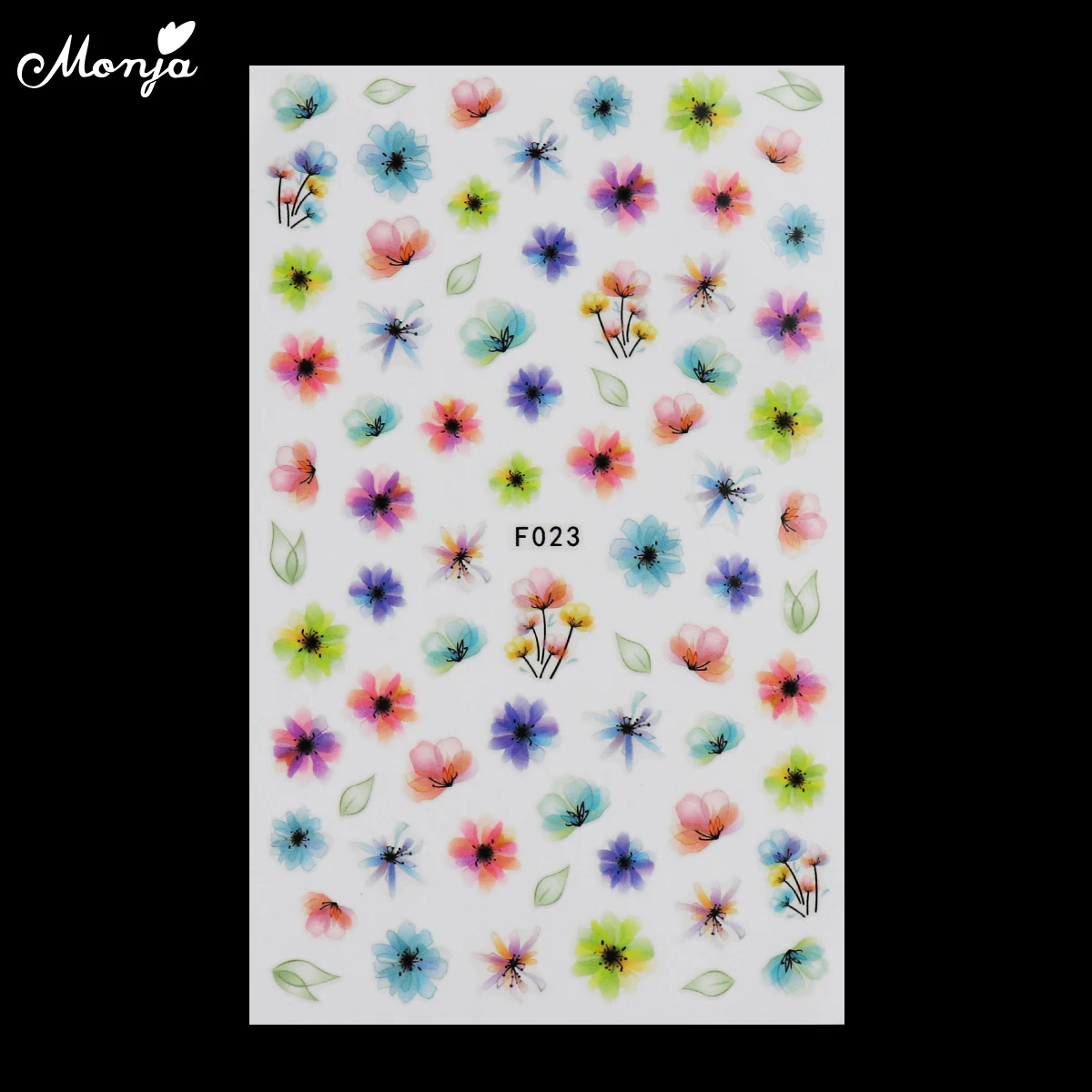 Monja, 4 вида, наклейки для ногтей, самоклеющиеся, серия цветов, декоративные наклейки, инструменты для маникюра - Цвет: F023