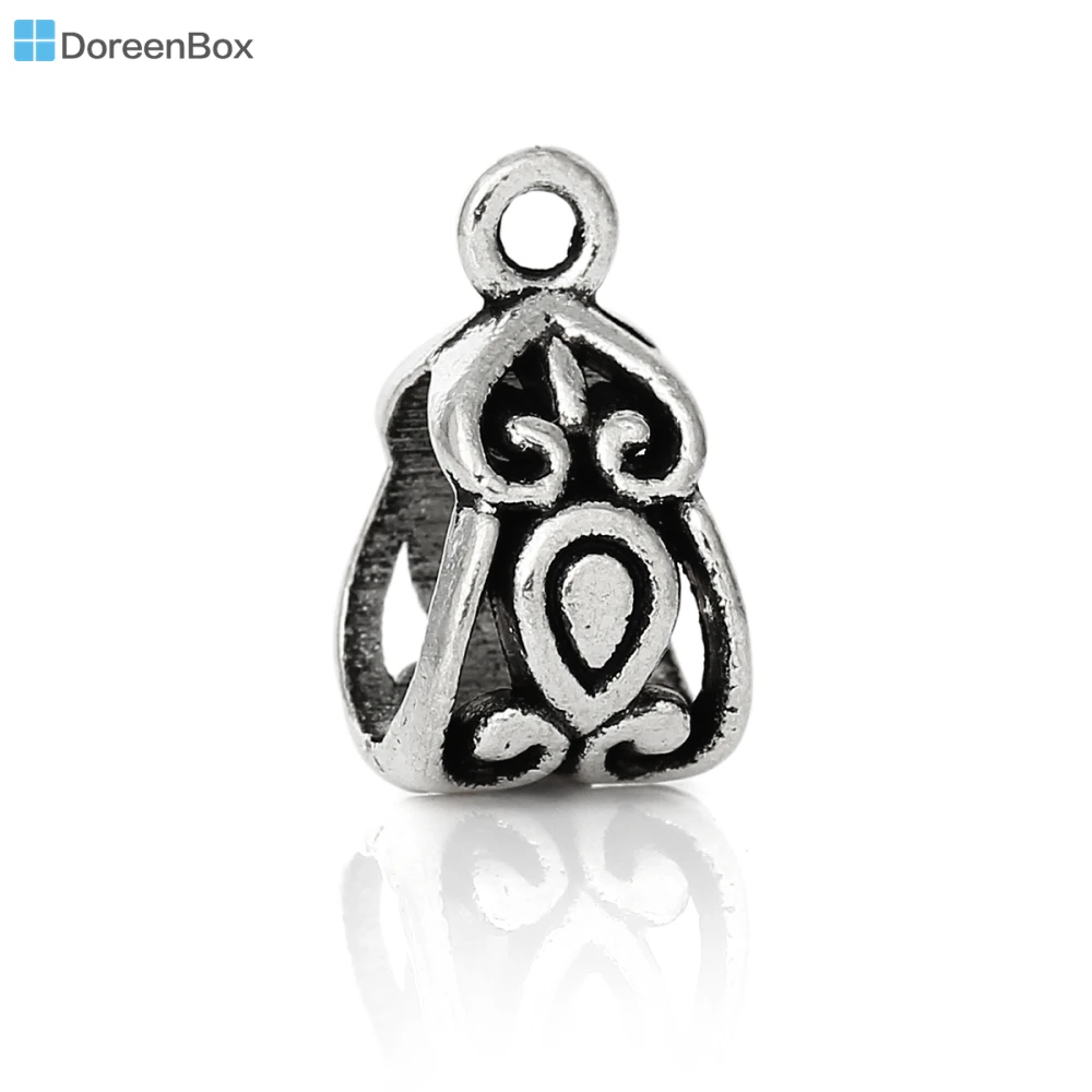 50 шт. Doreen Box Beads европейский шарм браслеты серебряного цвета из сплава 14х8 мм для