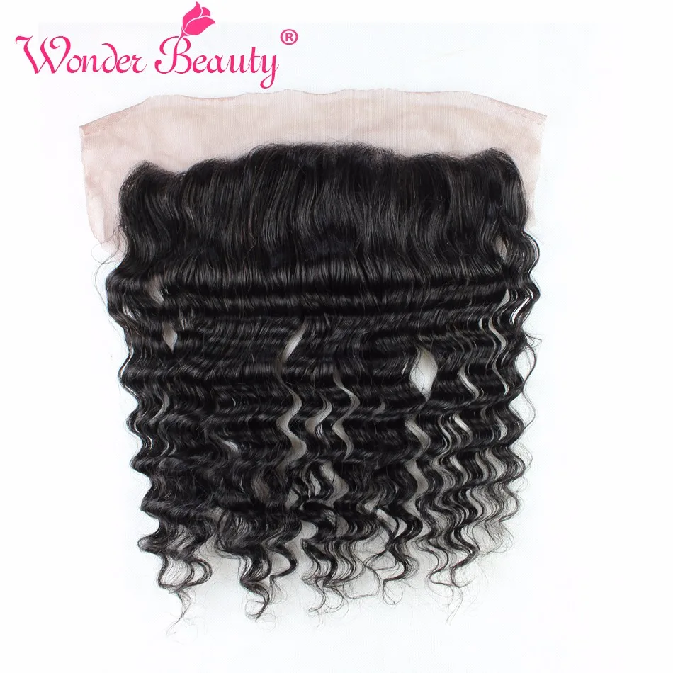 Wonder Beauty Hair Brazilian Deep Wave lace frontal closure 100% human hair Non Remy Ear to Ear 13x4 frontal closure Free ship