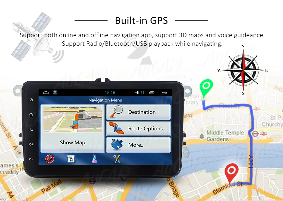 Aucar Android 8,1 " 2 DIN Автомобильный Радио dvd-плеер gps навигация для VW Универсальный scirocco радио с Bluetooth и gps wifi 4G стерео aux