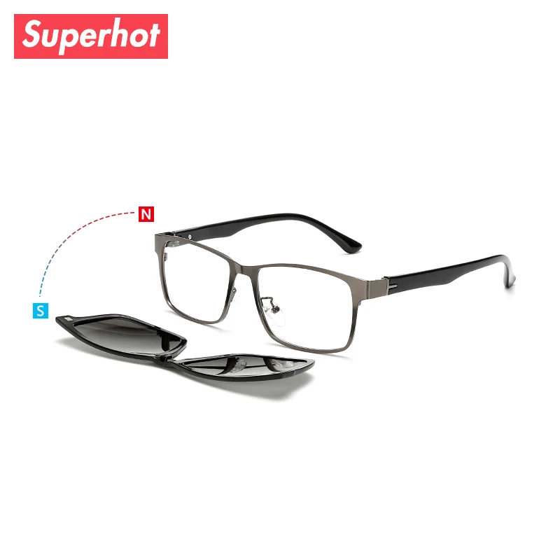 

Superhot Eyewear - Aolly Rectangle Eyeglasses Frame Spectacle Glasses with Magnetic Polarized Sun Clips Men Optics TR2217