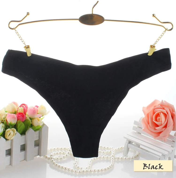 Plus Size Women Cotton Sexy G String Fashion Solid Panties Women's Thongs Briefs Low Waist Underwear (15)