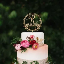 Персонализированные Свадебный торт Топпер индивидуальные инициалы Свадебный Праздничный торт деревянный акриловый Романтический торт Топпер вечерние аксессуары