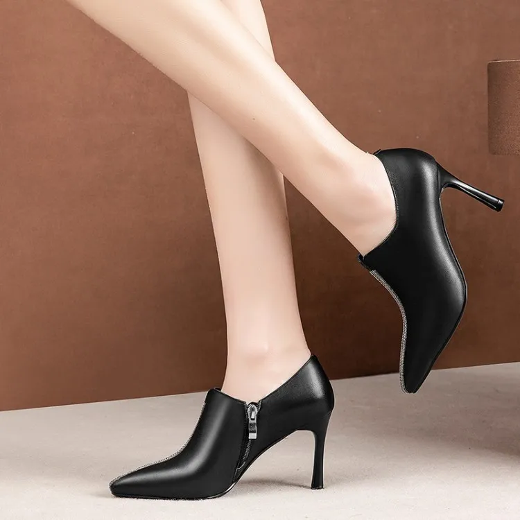 White À Vache Mljuese Bout Automne En Lady Pompes Couleur Fermetures Cuir Carré Robe Parti Glissière Blanc Mariage Talons De Femmes Chaussures 2019 Haute black Printemps F4wxqgPw
