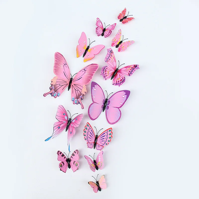

Free shipping 12pcs PVC 3d Butterfly wall decor cute Butterflies wall stickers art Decals home Decoration room wall art