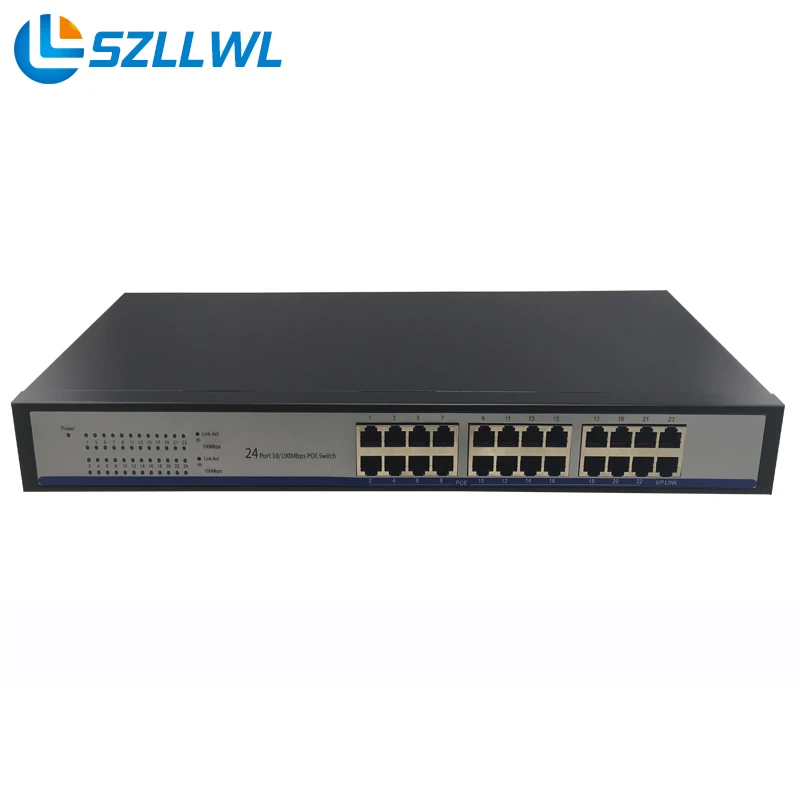 19" Rack mount Metal case 24 port switch POE 24v power supply for