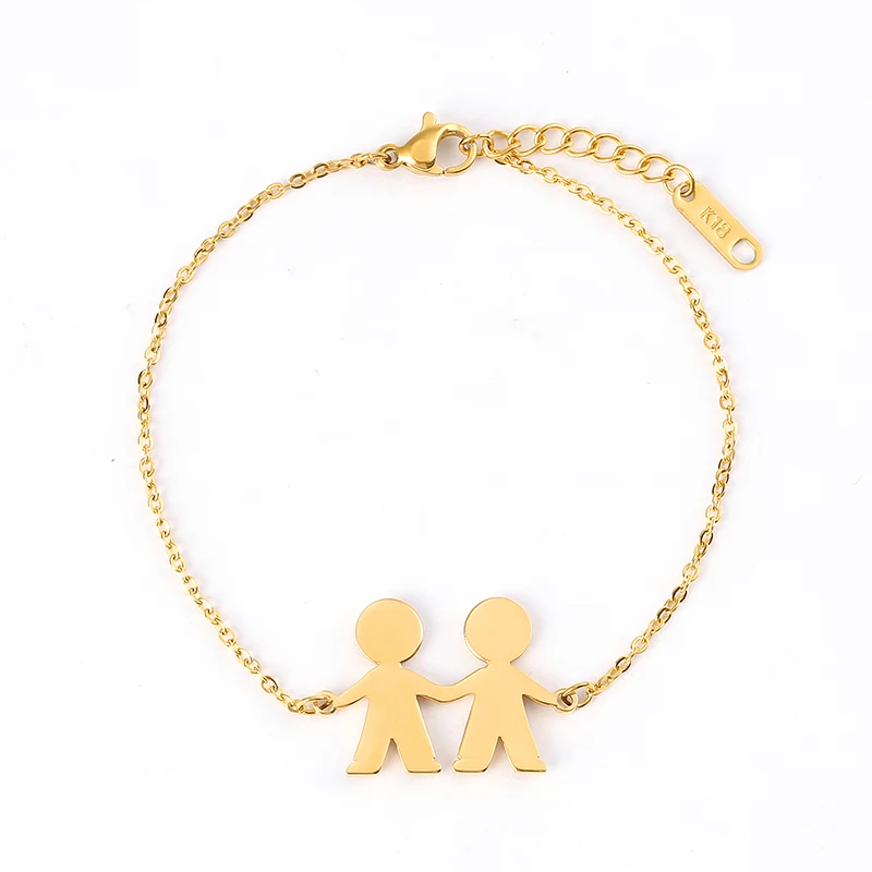 

Best Friends Bracelet Jewelry Two Boys Silver Gold Rose Stainless Steel Chain Bangles for Women Accessories Graduation Gift