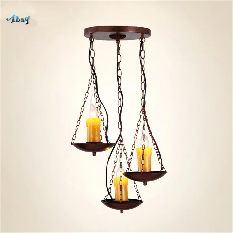 

American Retro Iron Art Candlestick Shape Pendant Lights for Bar Cafe Restaurant I Dustrial Decoration Dining Room Lights Led