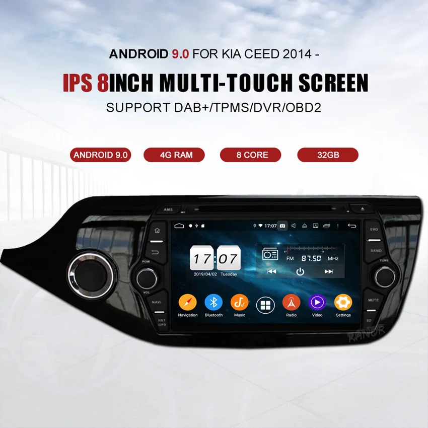 Discount KANOR Android 9.0 IPS Octa core 4+32g Car Multimedia Player For KIA Ceed 2013 2014 2015 Audio Radio Headunit 2din Android Radio 3