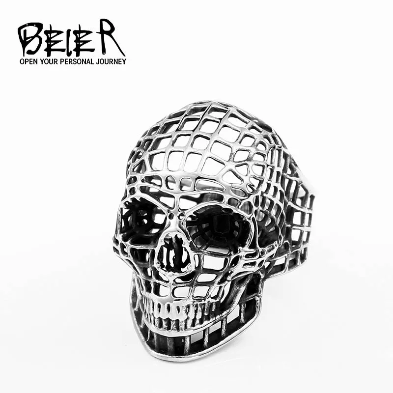 

stainless steel men skull rings Steampunk hollow punk rock personality evil Skeleton motor biker original charm jewelry BR8-596