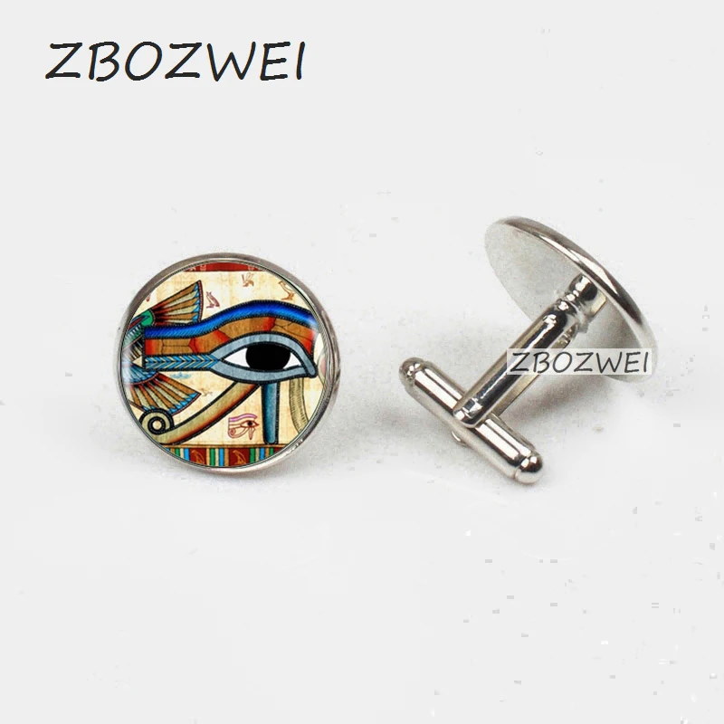 

ZBOZWEI 2018 Ancient Egypt Egyptian The Eye of Horus ( Wedjat Eye ) Statement Silver Cufflinks For Women Men Accessories