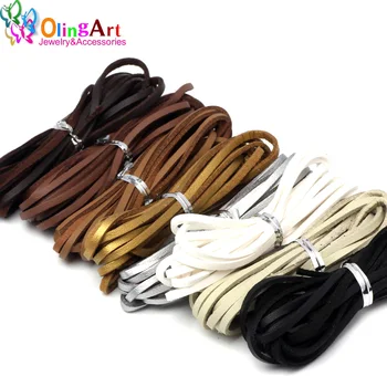 OlingArt 3*1.5mm 6M PU Faux Suede Leather Cord Accessory women earrings Bracelet choker necklace DIY jewelry making 2019 New vintage faux leather x shaped choker necklace