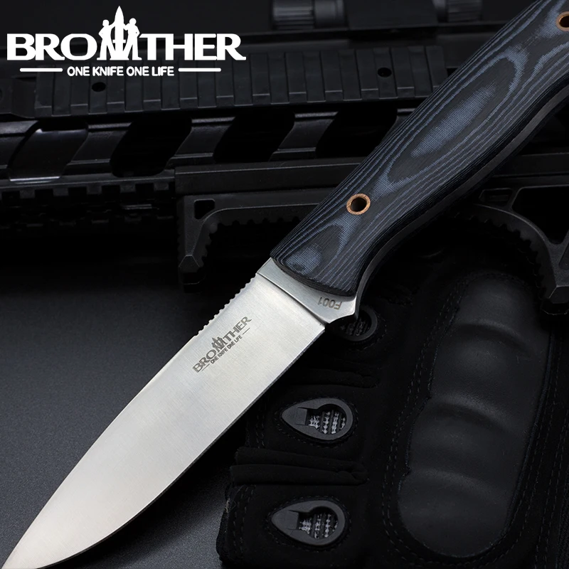 [BROTHER F001] Fixed Blade knife Bushcraft Survival Straight knife Tactical Hunting Camping Handmade high quality EDC tool