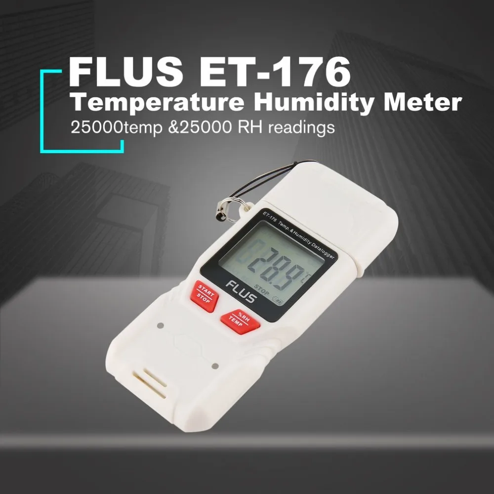 

FLUS ET-176 Mini Temperature Humidity Meter Datalogger Indoor Outdoor Temperature Humidity Meter Thermometer Hygrometer Gauge