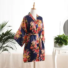 Новые шелковые короткие/длинные для свадьбы, невесты, подружки невесты халат женский цветочный халат кимоно банное платье Классические повседневные ночные рубашки