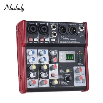 

SM-66 Portable 4-Channel Sound Card Mixing Console Mixer Built-in 16 Effects with USB Audio Interface Supports 5V Power Bank