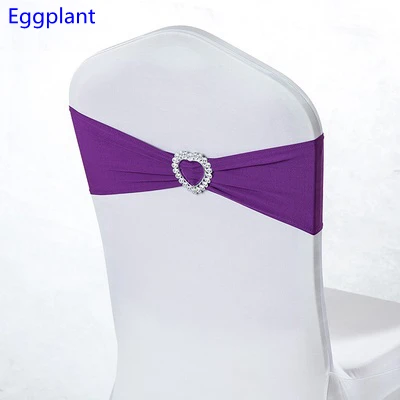 Plum Colour Lycra Chair Sash Heart Buckles For Wedding Chairs Plum Colour Lycra Chair Sash Heart Buckles For Wedding Chairs Decoration Spandex Band Stretch Bow Tie