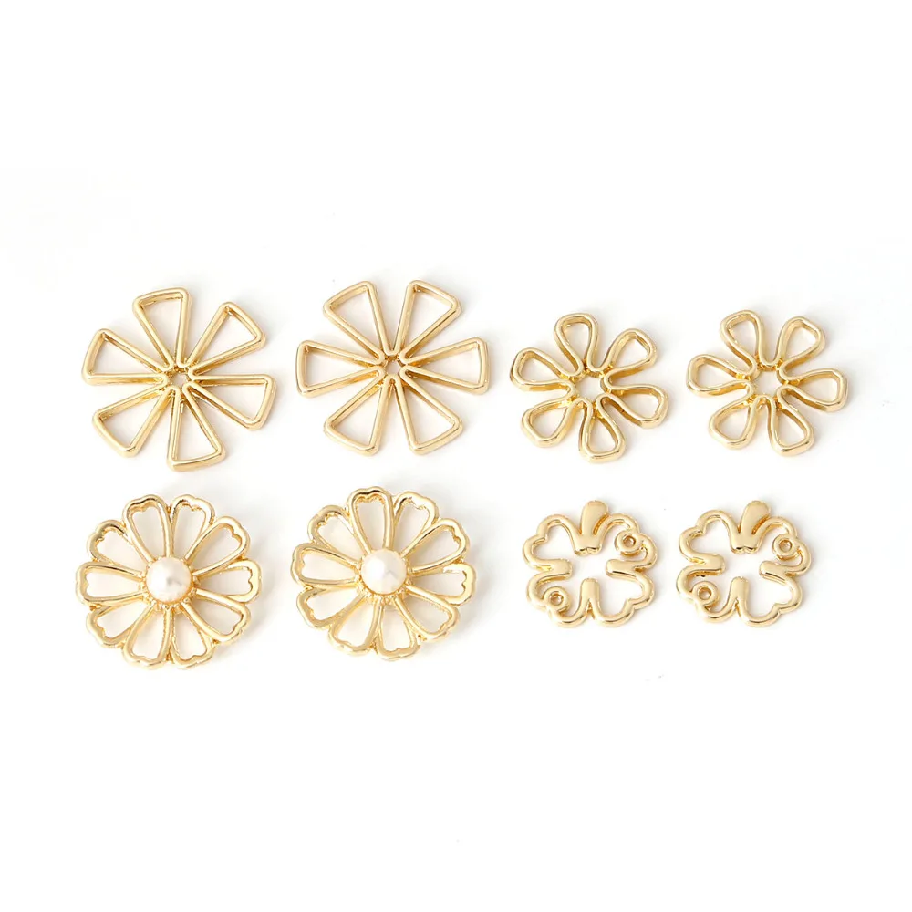 10pcs Flowers Gold size12/14/18mm Hollow petals Metal Charms Jewelry Findings for DIY Necklace Earring Jewelry Making