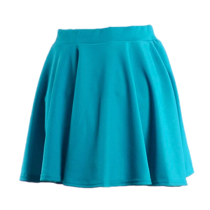 Летняя женская мини-юбка эластичная Базовая Эластичная Высокая талия для девушек повседневные расклешенные юбки IK88 - Цвет: Небесно-голубой