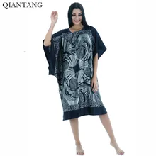 Большой размер, летний женский ночной халат из искусственного шелка темно-синего цвета, женская ночная рубашка, халат, одежда для сна, женская пижама с цветочным принтом, Zh13E