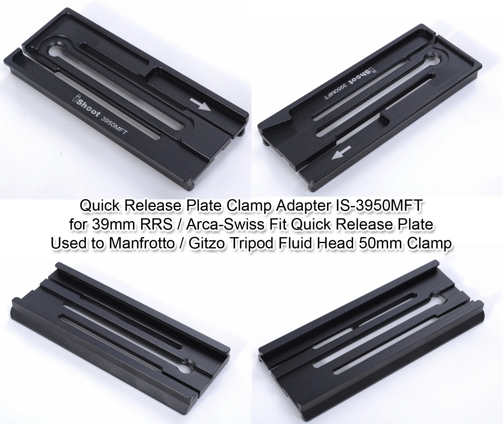 Adapter for 39mm Arca-swiss Quick Release Plate to 50mm GITZO Tripod Ballhead