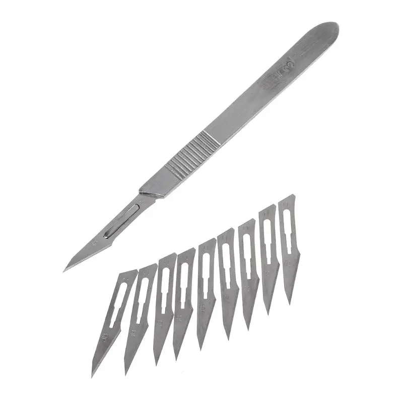 10 шт. нож для скальпеля с 10 шт. лезвиями для лепки 10#11#12#15# хирургический нож для животных резьба по дереву ручка PCB резной нож