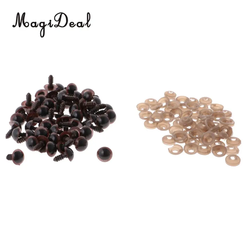 100Pcs 8-12mm Plastic Safety Screw Eyes Kit for Teddy Bear Doll Plush Animal DIY Making Accessories Toys