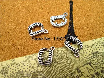 

40pcs--Fangs Charms, Antique Tibetan Silver Vampire Teeth charm pendants 16x13mm
