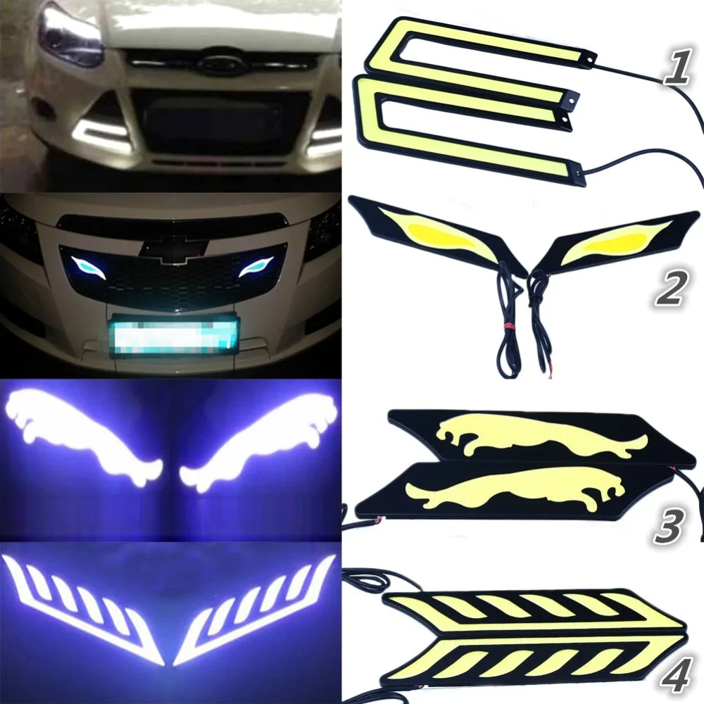 

DC 12V 6000K 2Pcs Car Auto White COB Leds Daytime Running Light DRL Waterproof U Shape For Audi q7