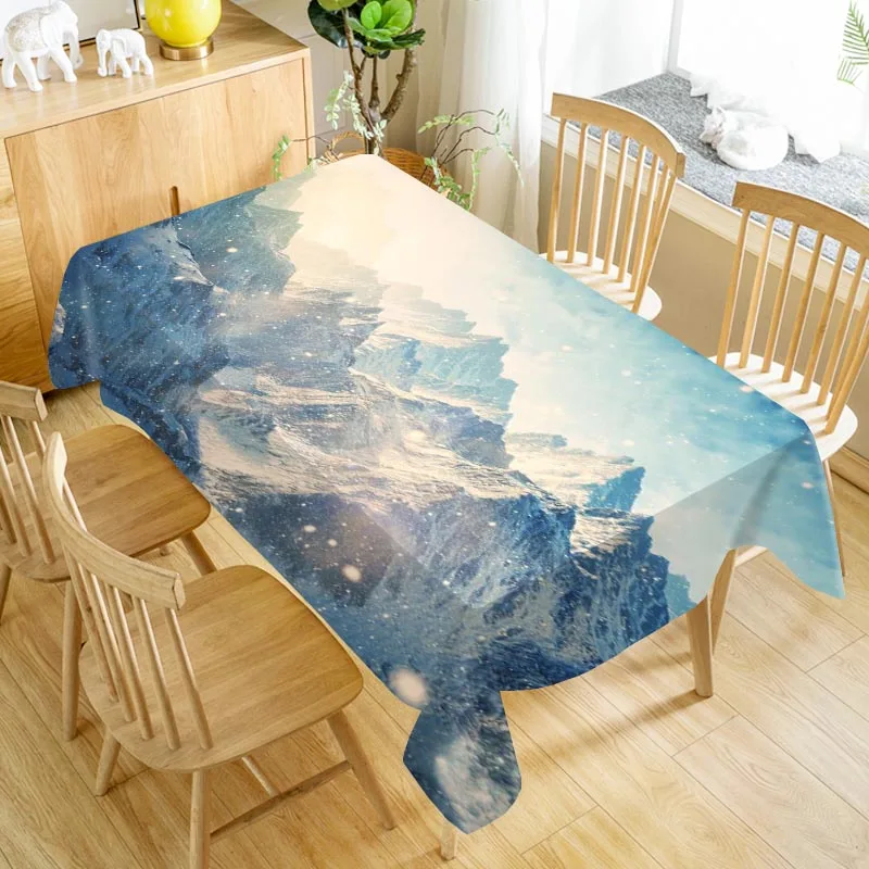

Snow Mountain Tablecloth Cloth Thicken Oxford Rectangular Table Cloth for Wedding Customizable size 100X140cm/140X200cm