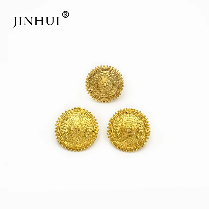 Jin Hui New Ethiopian jewelry sets Pendant Necklace Earring Ring Gold gifts for women African Eritrea jewelry wedding gifts