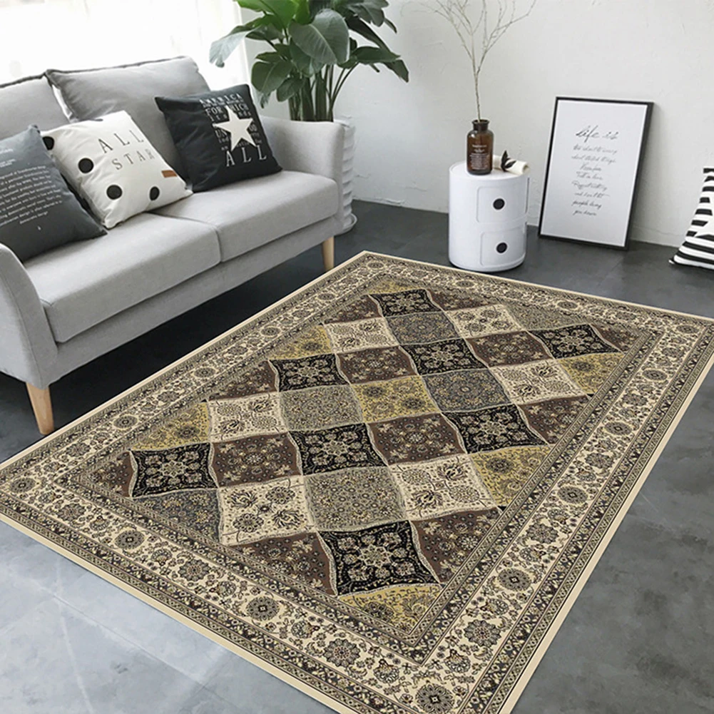EHOMEBUY Square Carpet Chinese Classical Anti Slip Floral Pattern for Living Room/Bedroom Floor Protection Home Rug
