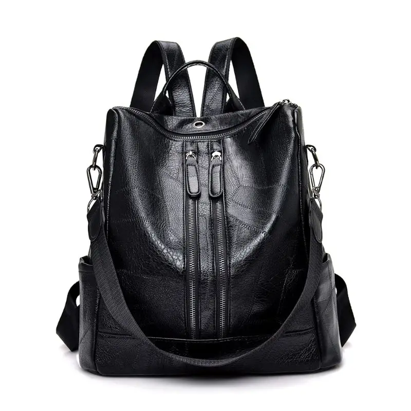 

2019 New High Quality Travel PU Leather Backpack Purse for Women Convertible Shoulder Weekender Bag