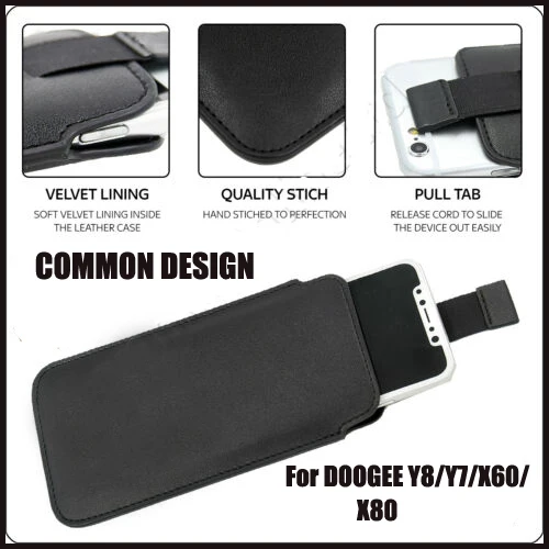 

Casteel PU Leather Case For Doogee Y8 Y7 X60 X80 Y8C N10 Pull Tab Sleeve Pouch Bag Case Cover